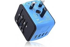 JMFONE Universal Travel Adapter, 4 USB(Type A) Ports & AC Outlet, International Power Plug Adapter All in One Perfect for European, US, EU, UK, AU 200+ Countries - Not a Voltage Converter