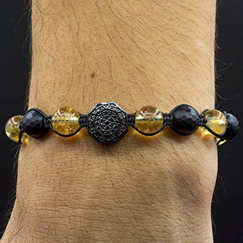 Shamballa Bracelets, Mens Designer Bracelets, Guy Bracelets, Mens Charm Bracelet, Mens Wrist Bands, Onyx and Citrine Stone, Crystal Jewelry, Beaded Bracelets, Gift Box, Micro Pavé Zircon