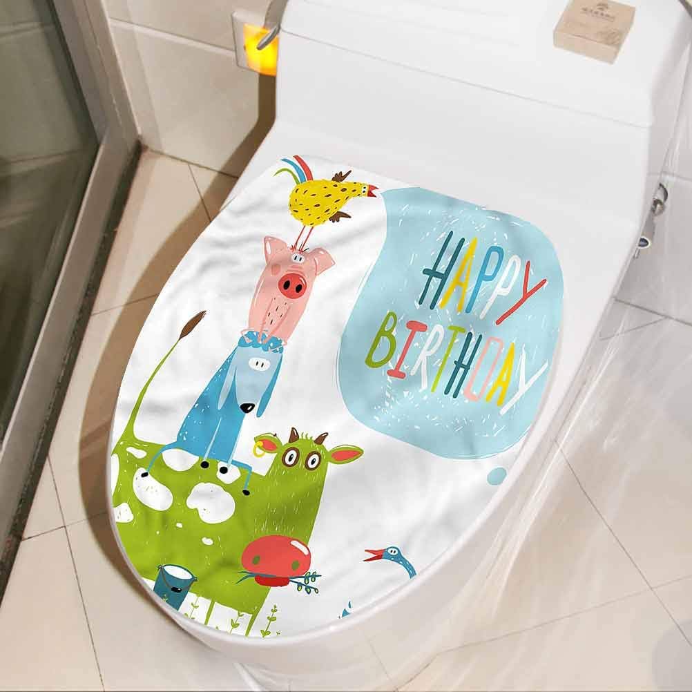 Toilet Seat Cover Decal Birthday, Animals Greeting Cartoon Funny Toilet