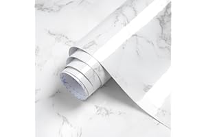 Dimoon 11.8''x78.7'' Marble Peel and Stick Wallpaper White Granite Contact Paper for Countertops Waterproof Kitchen New Environmentally Friendly Materials Thickening Upgrade Renter Friendly Vinyl Wrap
