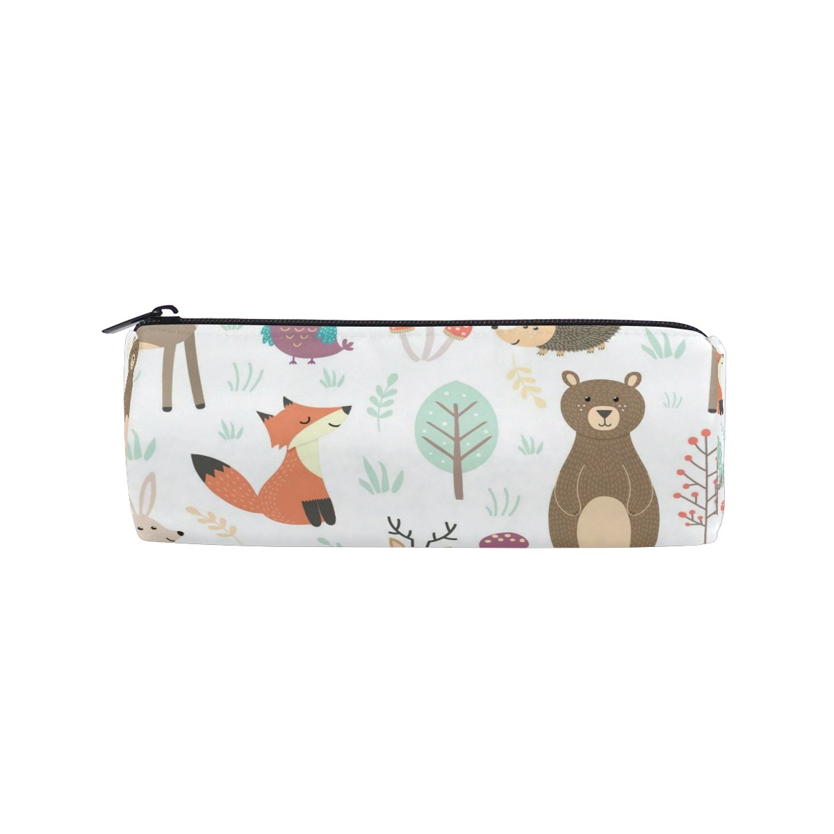 ISAOA Pencil Case Fox and Bear Portable Round Pen Bag Storage Pouch Purse Pen Holder Suitable for Children Student Or Officer Travel Makeup Bag