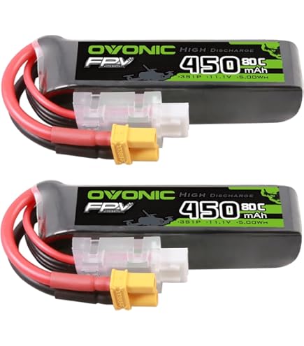 BETAFPV 2Stück Lava 450mAh 3S 11,4V LiHV 75C FPV Lipo-Akku mit XT30-Anschluss, Wiederaufladbarer Lipo-Akku für 3S FPV Racing Whoop Drone Quadcopters wie Pavo20 3S Brushless Drone, Pavo Pico Frame