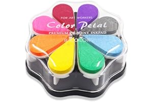 ROUCERLIN 8 Colors Petal Shape Craft Ink Pad Stamps Partner DIY Color, Finger Ink Stamp Pads for Kids, Rainbow Rubber Ink Pad for Card Making, Scrapbook, Painting (Style 2)