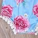 Newborn Kids Baby Girls Clothes Floral Jumpsuit Romper Playsuit + Headband Outfits (0-6 Months, Blue)