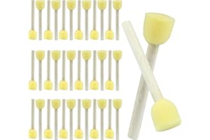Marvexi 40 Pcs Round Sponge Brush Paint Set 20mm Foam Sponge Wood Handle Paint Brush Set for Painting Crafts, DIY Painting Tools(0.8 Inch)
