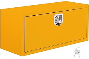 Truck Tool Box, Yellow Steel Truck Toolbox with t-Handle Lock Storage Organizer Tool Box Chest for Pickup Truck Bed, RV, Trai