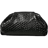 QWINEE Women's Woven Evening Bag Dumpling Clutch Purse No Strap Handbags Elegant Faux PU Leather Clutch Bag | Woven, No Strap, Elegant, Faux PU Leather