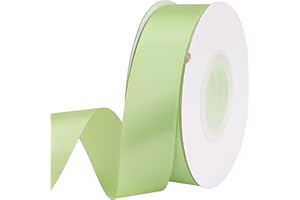 Baocuan 1 inch Light Green Satin Ribbon by 25 Yards Silk Ribbons Roll Craft Fabric Ribbon for Gift Wrapping, Satin Weddings,Floral Bouquets,Holiday Decorations