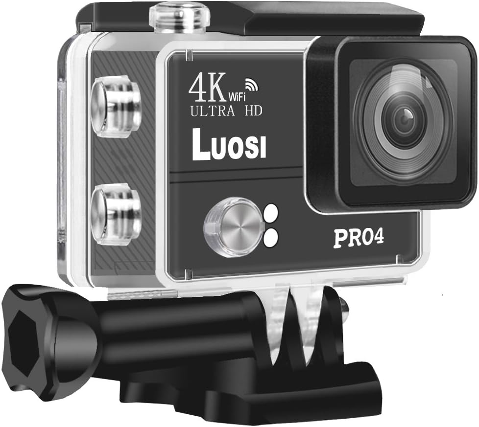 LUOSI 4K WIFI Waterproof Sports Action Camera Ultra HD 20MP Wide Angle Lens Sony Sensor 2.0 Inch LCD Display Rechageable 1500mAh Battery Portable Package
