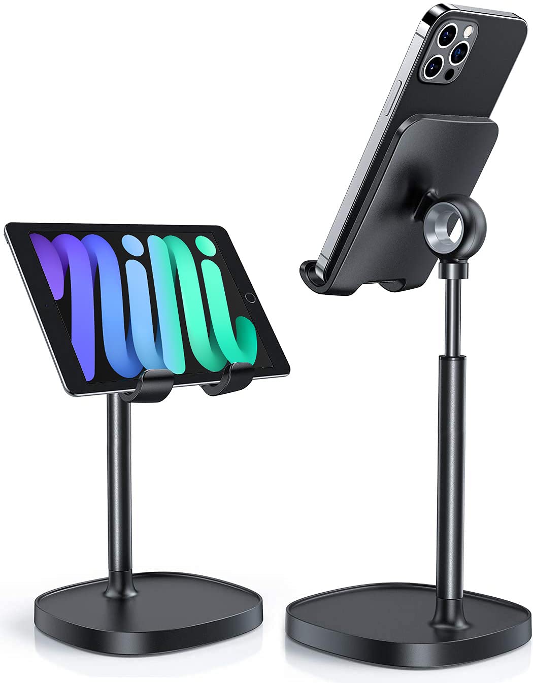 Photo 1 of LISEN Cell Phone Stand Adjustable Phone Holer for Desk, Computer Office Desk Accessories for iPhone 16 Holder Women Kitchen Essentials Fits All Mobile Phones Switch Kindle iPads Tablet 4-10in Black