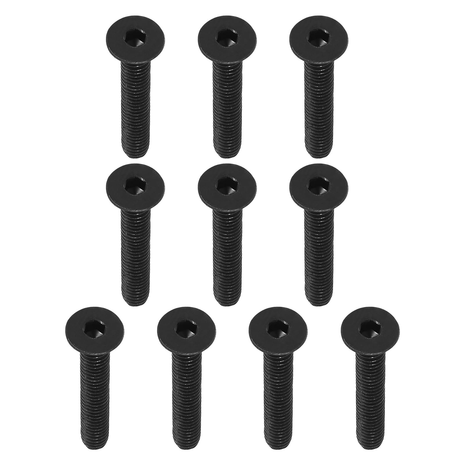 PATIKIL 5/16-18 x 2" Flat Head Socket Cap Screws, 10 Pack Flat Countersunk Bolts Carbon Steel Hex Socket Drive Machine Screws Full Thread Black Oxide Grade 10.9