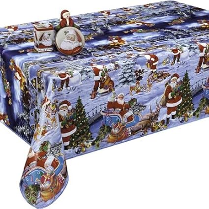 Wachstuch-Tischdecke Meterware Weihnachten-Tischdecke Weihnachtsmann abwischbar Weihnachtstischdecke Größe Wählbar (100x140 c