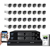 GW Security UltraHD 4K Face Recognition Two-Way Audio 32 Channel Security Camera System with 32 x 8MP Real-Time Full Color Night Vision Outdoor &amp; Indoor AI PoE Bullet Cameras, NDAA &amp; TAA Compliant