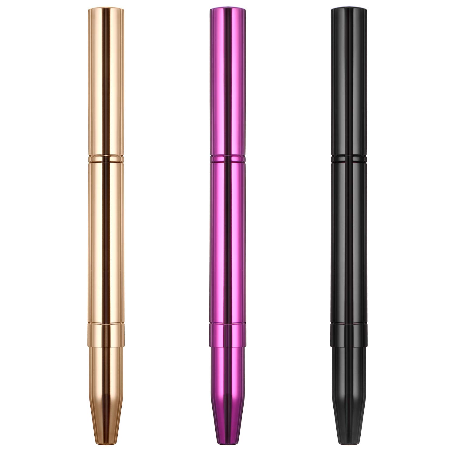 Dual End Lip Brush Concealer Brushes 3 Pieces Retractable Lipstick Eyeshadow Foundation Makeup Brush Tool Applicators Set（Gold, Black, Purple）: Beauty