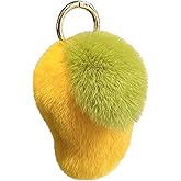 Yienning Soft Cute Fruit Keychain Artificial Rabbit Fur Plush Fluffy Pom pom Key Ring Handbag Key Chain Pendant for Women
