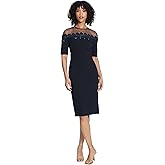 Maggy London Womens Mesh Yoke Pencil Skirt Dress with Applique Trim