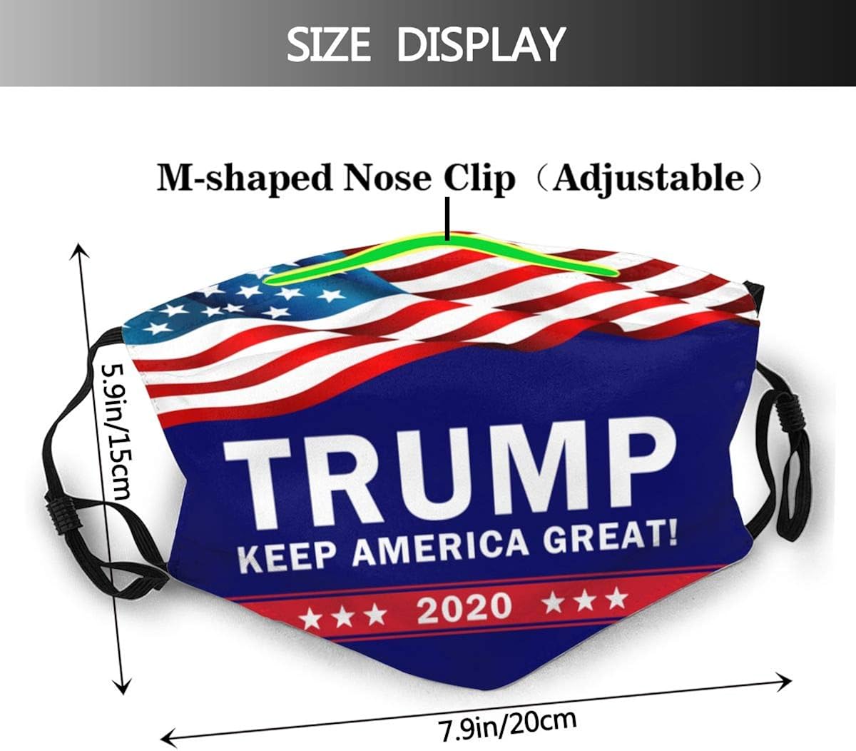 LaXie Unisex mask, with Two Replaceable Protective 5-Layer Activated Carbon Filters, M-Shaped Nose Clip Bandana Shield for Adult Men Women 1 PCS - Trump: Clothing