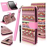 LG G Flex, E LV LG G Flex D959 / D950 / LS995 Deluxe Tribal Print PU Leather Flip Wallet/Purse Case Cover for G Flex D959 / D950 / LS995 with 1 E LV Stylus - TRIBAL