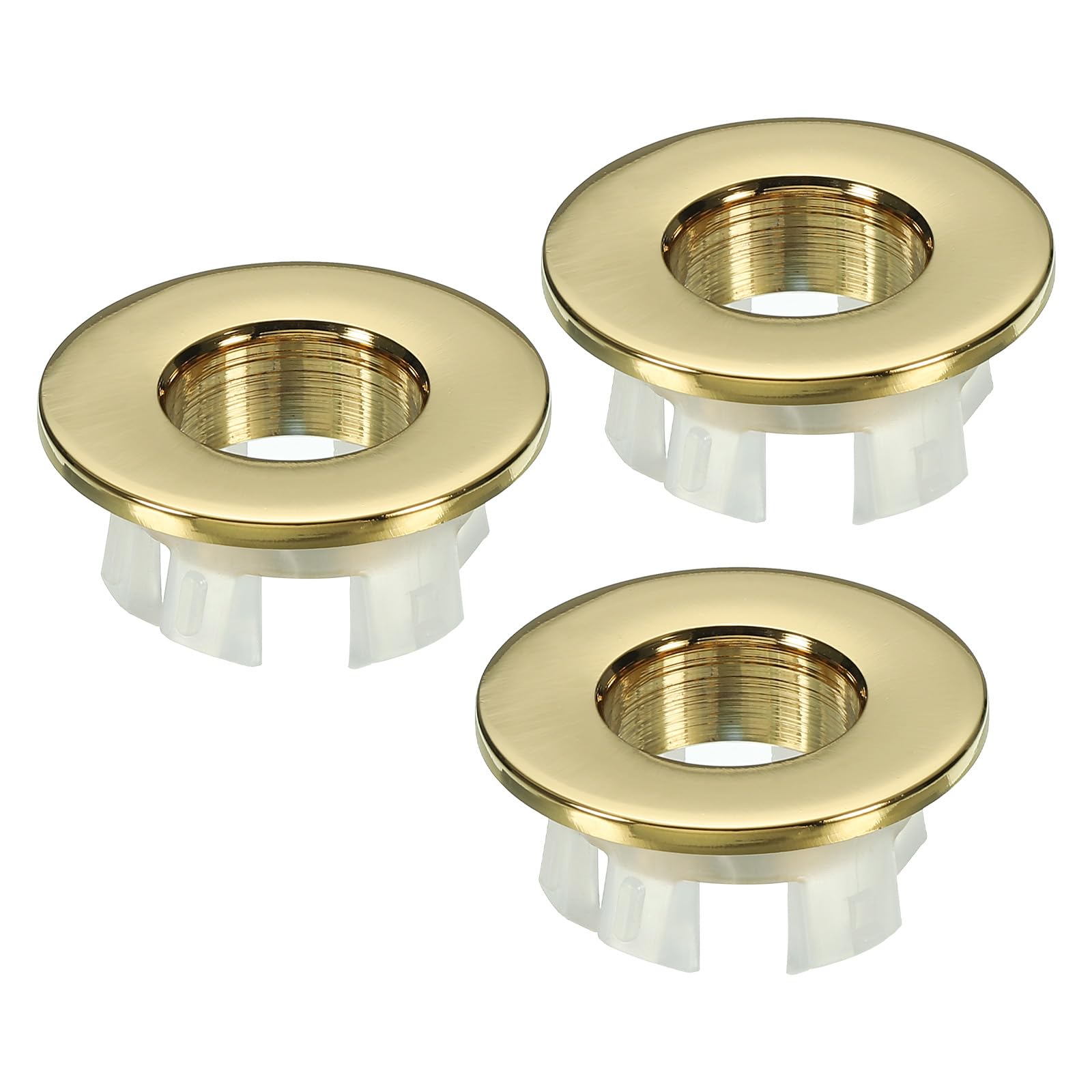 PATIKIL Sink Overflow Ring, 3Pcs Sink Basin Trim Overflow Cover Insert in Hole Round Ring Covers Caps for Kitchen Bathroom, Gold