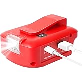 Xinriga Multi-Functional Power Adapter Compatible with Milwaukee and DEWALT Batteries with Dual USB Ports, 12V DC Port Three-Mode Work Light, Charger Adapter (Not Made in Milwaukee and DEWALT)