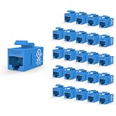 VCE UL Listed CAT6 Keystone Coupler PoE, Blue, 25-Pack | UL Listed |10Gbps High Speed | PoE Support｜Female to Female | CAT6/CAT5E/CAT5｜Ethernet Cable Extender