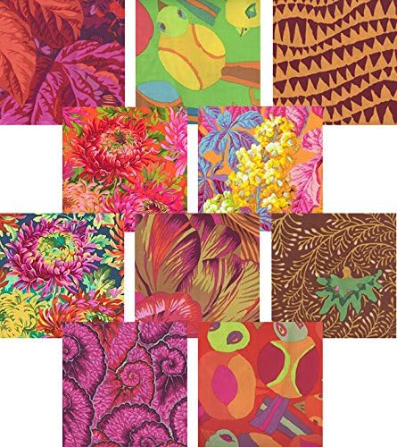 10 Kaffe Fassett Fat Quarter Variety Quilt Fabric Bundle VIII (2 1/2 Yards)