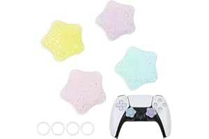 Flyingmage Glitter Star Switch 2 Joycon Thumb Grips Caps, 4 PCS Cute Kawaii 3D Silicone Analog Thumbstick Button Cover for PS5/PS4, Xbox Series X/S, Xbox One, Switch PRO Controller Joystick Caps
