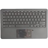 Replacement for HP Chromebook 11 G6 EE Laptop Upper Case Palmrest Keyboard Touchpad Assembly Part L14921-001