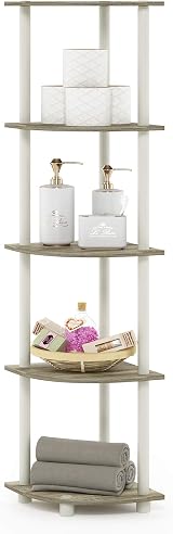Furinno TURN-N-TUBE Corner Shelf 5-Tier Sonoma Oak 29.5 W x 146.6 H x 29.5 D view 5