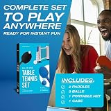 PRO-SPIN Portable Table Tennis Set with Retractable Net 2 Paddles 3 Balls view 2