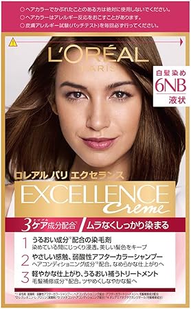 Amazon 日本ロレアル エクセランス R 白髪染め 白髪女性用 6nb やや明るい自然な栗色 1剤 48g 2剤 72ml 弱酸性アフター カラーシャンプー 12ml トリートメント 40g ロレアル L Oreal 白髪染め 通販