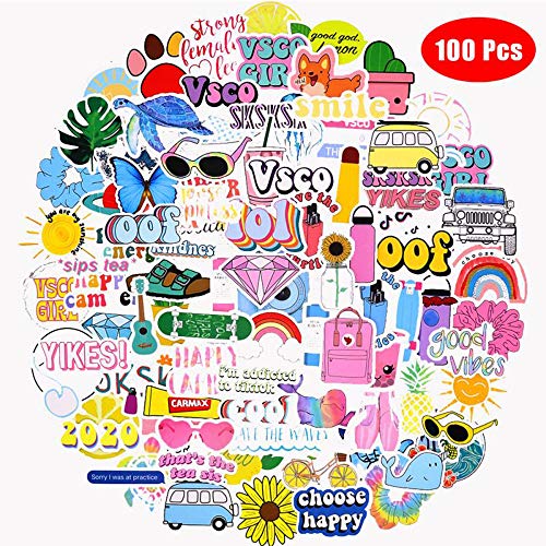 JOINBO 100 Pcs Not Repeating The Stylish Fresh Cute Waterproof Vsco Stickers, which is a Must-Have Material for Vsco Girls, Suitable for Tablets, Skateboards, Mobile Phones, Kettles, Luggage, Outdoor