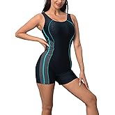 Eukivntn Women's Competitive Athletic One Piece Swimsuit U Back Boyleg Swimwear Sport Pro Match Bathing Suit Sleeveless