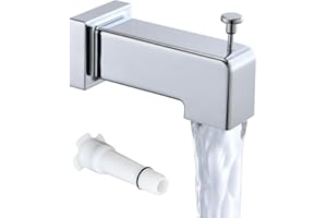 YASINU Slide-On Diverter Tub Spout - Sleek Square Design for Bathroom, Fits 1/2" Copper Pipe (5/8" OD), Child-Safe Rounded Edges, Easy Installation, Chrome