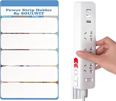 SOULWIT Self Adhesive Power Strip Surge Protector Holder Under Desk Wall Mount