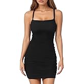 Allegra K Spaghetti Strap Dresses for Women's Cocktail Party Mesh Ruched Bodycon Mini Dress