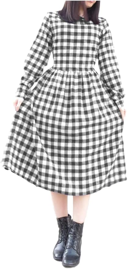 Amazon エリーラ Eriira チェック ワンピース ワークウェア オフィス ルームウェア あったか 起毛 ブラック チェック Xl ワンピース チュニック 通販