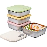 CLWVPCOT 4 Pack Sandwich Containers, 20oz Stainless Steel Sandwich Box with Lids, Reusable Metal Meal Prep Lunch Boxes, BPA-Free, Dishwasher Safe, Food Storage Containers for Snacks & Fruits