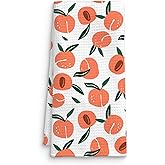 QICLM Peach Decor Kitchen Towel, Peach Hand Towel Dish Towel for Kitchen Bathroom Decor, Fruit Lover Gifts, 16x24 Inches