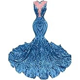 Sequin Mermaid Prom Dress for Women Long Lace Appliques Pageant Celebrity Evening Formal Gowns Elegant GL0005