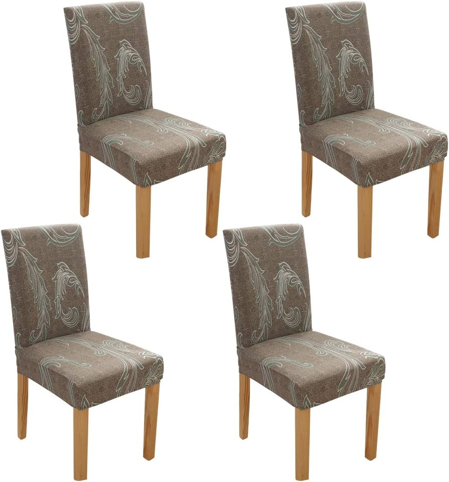 Dinning Chair Cover,BS Super Stretch Soft Fabric Washable Removable Chair Covers Slipcover Seat Protector for Home Decor,Dining Room,Hotel,Ceremony,Banquet,Wedding Party(4Pack,F Pattern)