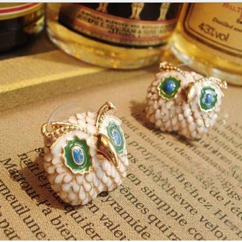 Iebeauty® Cute Owl Fox Shaped Charm Fashion Lady Elegant Retro Crystal Rehinestone Jewelry Ear Stud Earrings (owl)