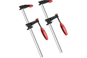 MAXPOWER 12 Inch Steel Bar Clamps Set, 2 Pack Heavy Duty Quick Slide Wood Clamps, 500 lbs Load Limit, High Strength Deep Thro
