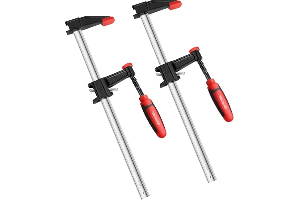 MAXPOWER 12 Inch Steel Bar Clamps Set, 2 Pack Heavy Duty Quick Slide Wood Clamps, 500 lbs Load Limit, High Strength Deep Thro