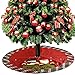 D-FantiX Christmas Decorations, 48-Inch Large Santa Christmas Tree Skirt Red with Plaid Trim