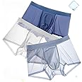 Men's Ice Silk Sexy Seamless Boxer Briefs Shorts Underwear,Underwear Transparent Ultra-Thin Breathable Male Underpants