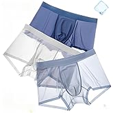 Men's Ice Silk Sexy Seamless Boxer Briefs Shorts Underwear,Underwear Comfortable Ultra-thin Breathable Male Underpants
