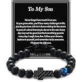 Alissl Men's Cross Bracelet Gifts for Teen Boys American Flag Cross Beads Bracelet Inspirational Christian Religious Christmas Valentine Gifts Jewelry Gifts for Boys Kids Teens Men Grandson Son