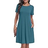Yincro Women's Summer Casual Dresses 2026 Short Sleeve Knee-Length Dress with Pockets