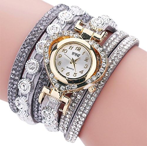 Women's Watches Sonnena Ladies Vintage Rhinestone Bracelet Watch Analog Wrist Watch Jewelry Set , Wrist Watch for Party Club Casual Watches Valentine's Day Gift Stainless Steel Watch (Bracelet, Gray)